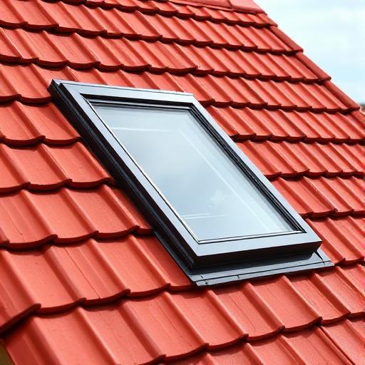 Dachfenster in rotem Ziegeldach