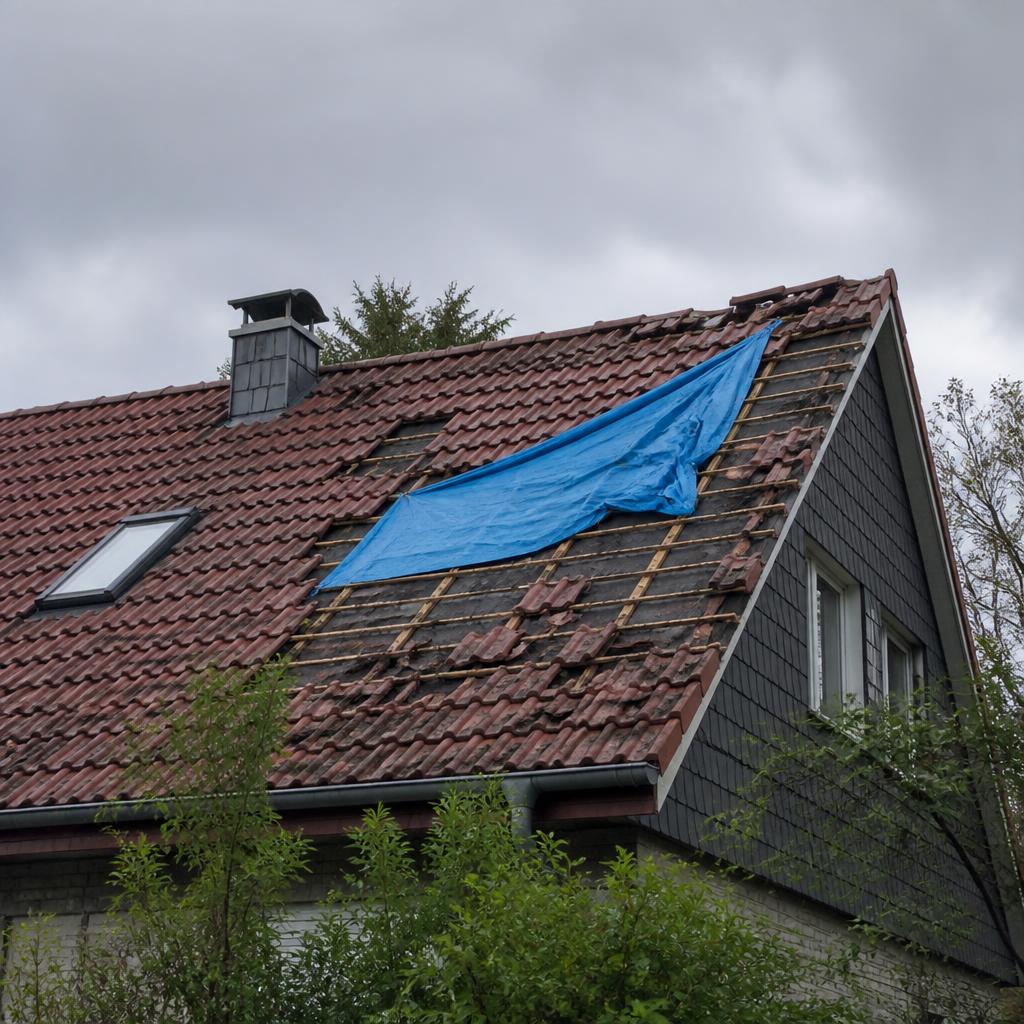 Sturmschaden-Sanierung – vorher